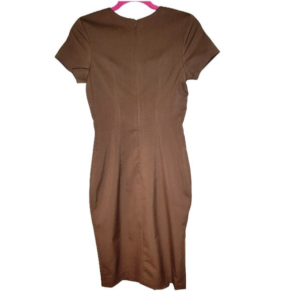 Beautiful Vintage Brown Pencil Dress Cheetah fabric buttons - Picture 2 of 9